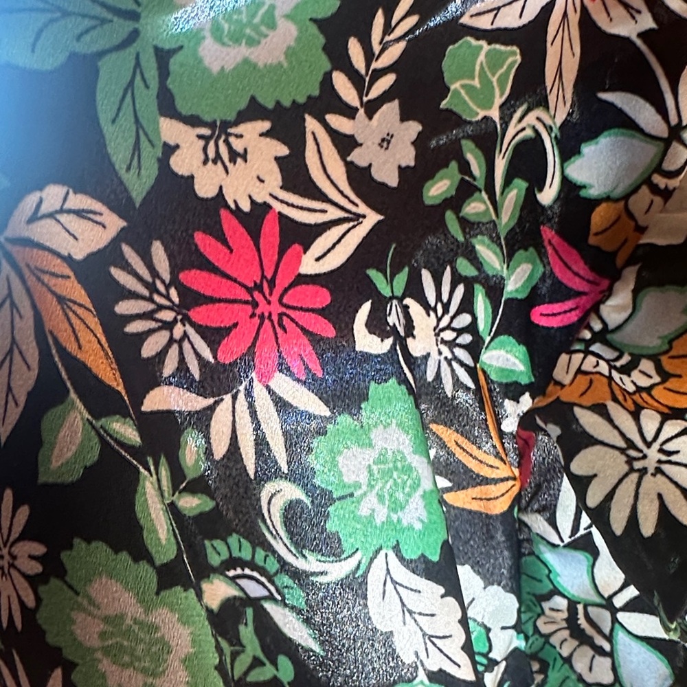 LOFT navy Floral Blouse with Green and Pink Accents - Picture 4 of 5
